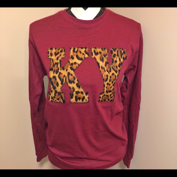Custom Appliqué state long sleeve T-shirt leopard - Picture 2 of 2